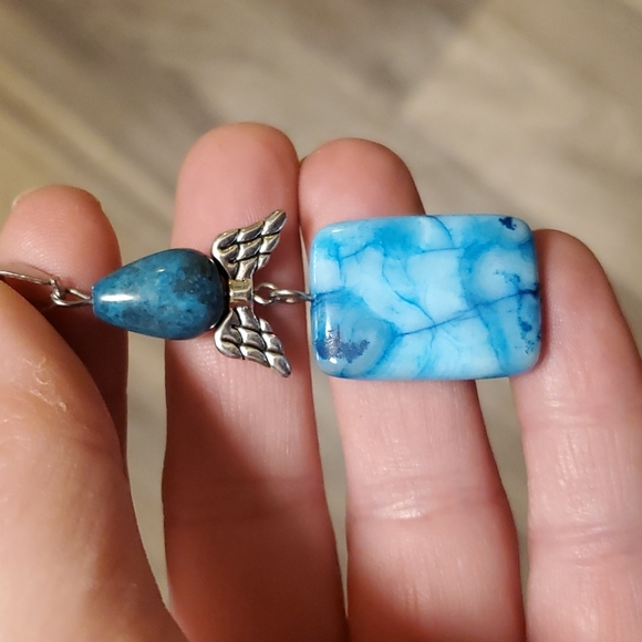New Crazy Lace Agate Silver Wings Pendant. - Picture 1 of 10